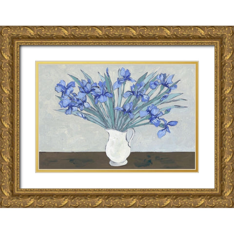 Van Gogh Irises I Gold Ornate Wood Framed Art Print with Double Matting by Wang, Melissa