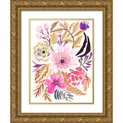 Flower Posy II Gold Ornate Wood Framed Art Print with Double Matting by Fields, Karen
