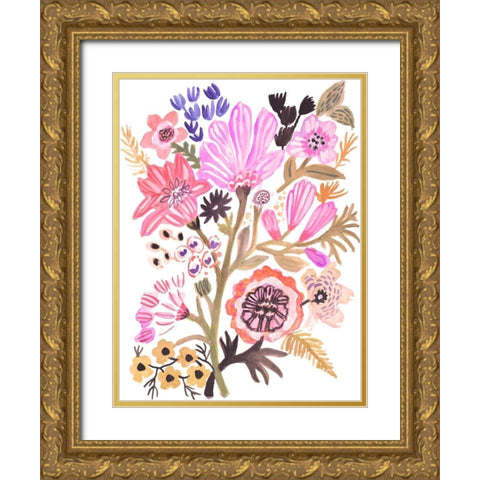Flower Posy III Gold Ornate Wood Framed Art Print with Double Matting by Fields, Karen
