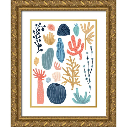 Reef Assortment I Gold Ornate Wood Framed Art Print with Double Matting by Vess, June Erica