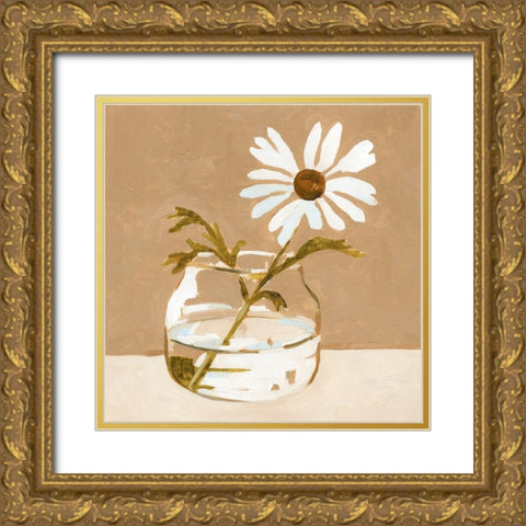 Solitary Daisy II Gold Ornate Wood Framed Art Print with Double Matting by Caroline, Emma