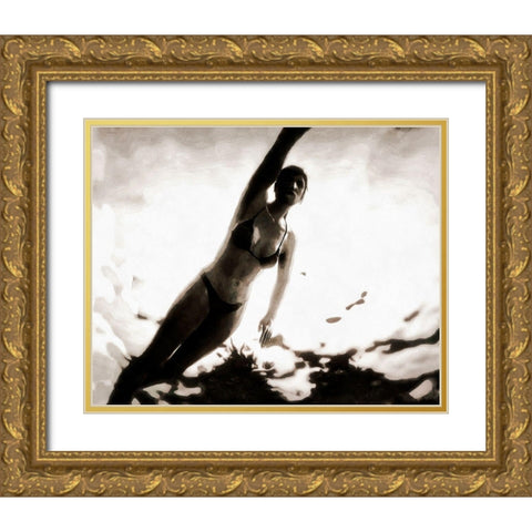 Evening Swim I Gold Ornate Wood Framed Art Print with Double Matting by Saunders, Alonzo
