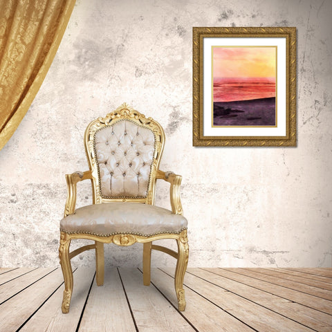 Beachland I Gold Ornate Wood Framed Art Print with Double Matting by Saunders, Alonzo