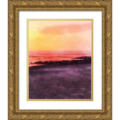Beachland II Gold Ornate Wood Framed Art Print with Double Matting by Saunders, Alonzo