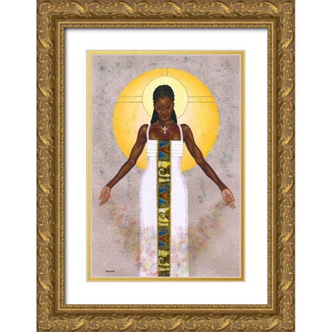 Her Peace Gold Ornate Wood Framed Art Print with Double Matting by Saunders, Alonzo