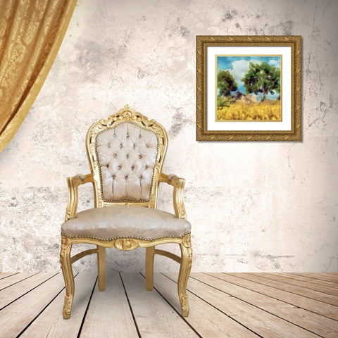 Mellow Yellow Landscape I Gold Ornate Wood Framed Art Print with Double Matting by Saunders, Alonzo