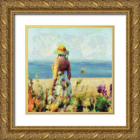 Morning Meadow Stroll I Gold Ornate Wood Framed Art Print with Double Matting by Saunders, Alonzo
