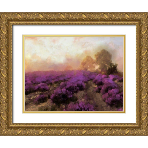 Purple Countryside I Gold Ornate Wood Framed Art Print with Double Matting by Saunders, Alonzo