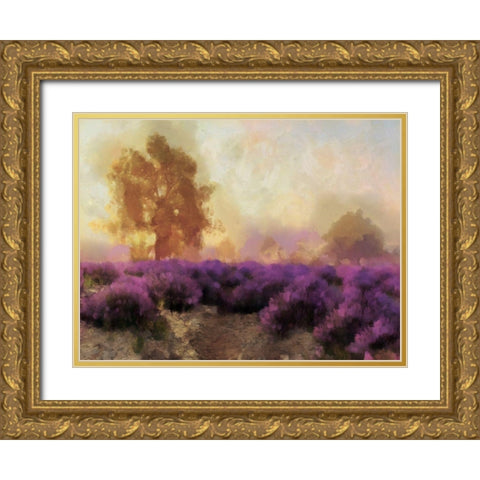Purple Countryside II Gold Ornate Wood Framed Art Print with Double Matting by Saunders, Alonzo