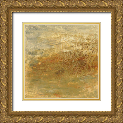 Encaustic Tile in Orange II Gold Ornate Wood Framed Art Print with Double Matting by Gordon, Sharon