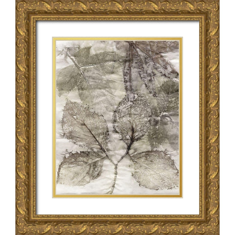 Custom Multi Leaves II Gold Ornate Wood Framed Art Print with Double Matting by Phillips, Kathryn