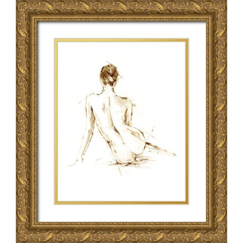 Drybrush Figure Study II Gold Ornate Wood Framed Art Print with Double Matting by Harper, Ethan
