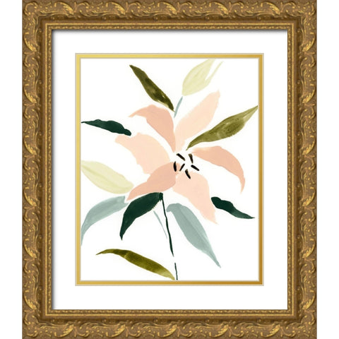 Lily Abstracted I Gold Ornate Wood Framed Art Print with Double Matting by Barnes, Victoria