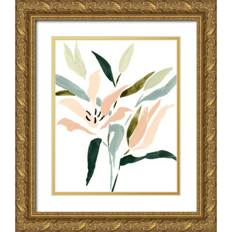 Lily Abstracted II Gold Ornate Wood Framed Art Print with Double Matting by Barnes, Victoria