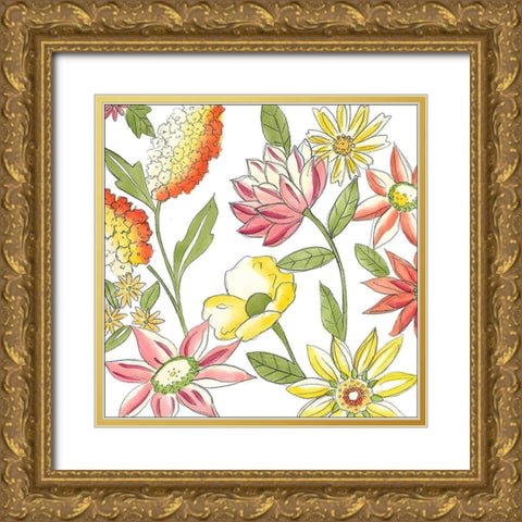 Bouquet Garden I Gold Ornate Wood Framed Art Print with Double Matting by Zarris, Chariklia