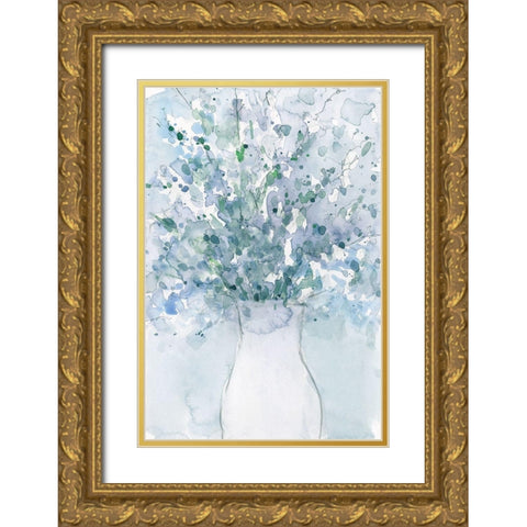Powder Blue Arrangement in Vase I Gold Ornate Wood Framed Art Print with Double Matting by Dixon, Samuel