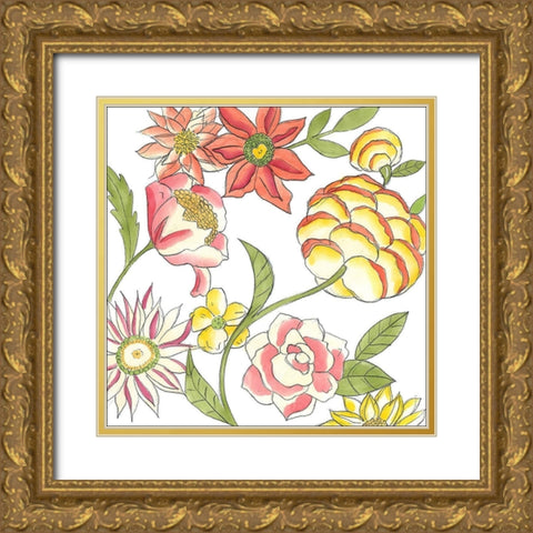 Bouquet Garden II Gold Ornate Wood Framed Art Print with Double Matting by Zarris, Chariklia