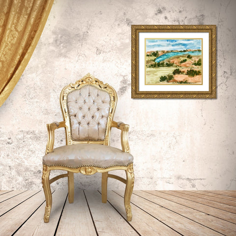 Sunset Village I Gold Ornate Wood Framed Art Print with Double Matting by Wang, Melissa