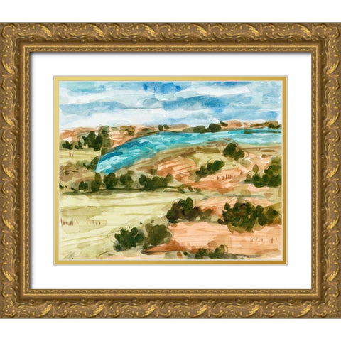 Sunset Village I Gold Ornate Wood Framed Art Print with Double Matting by Wang, Melissa