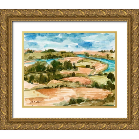 Sunset Village II Gold Ornate Wood Framed Art Print with Double Matting by Wang, Melissa