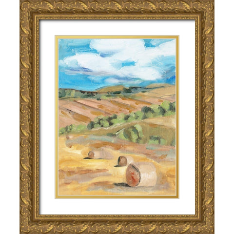 Hay Bales II Gold Ornate Wood Framed Art Print with Double Matting by Wang, Melissa