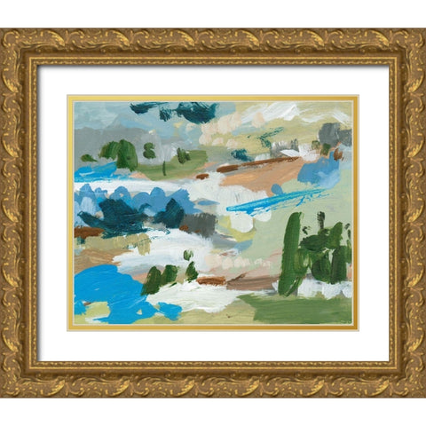 Mountain River II Gold Ornate Wood Framed Art Print with Double Matting by Wang, Melissa