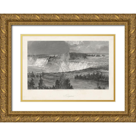 Niagara Gold Ornate Wood Framed Art Print with Double Matting by Bryant, William Cullen