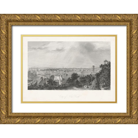 City of New York Gold Ornate Wood Framed Art Print with Double Matting by Bryant, William Cullen