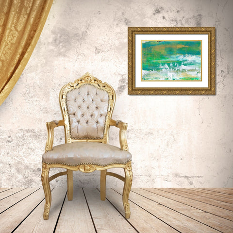 Chartreuse and Aqua I Gold Ornate Wood Framed Art Print with Double Matting by Bramma, Lila