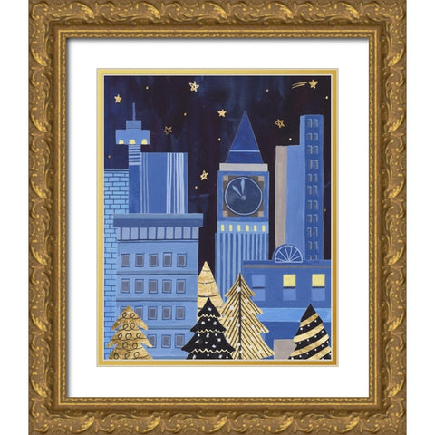 Holiday Night I Gold Ornate Wood Framed Art Print with Double Matting by Wang, Melissa