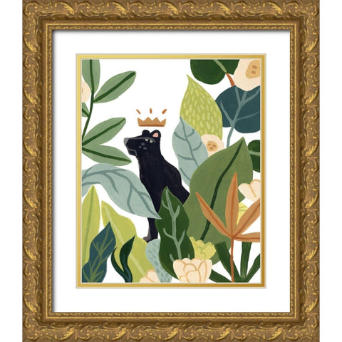 Panther Magic II Gold Ornate Wood Framed Art Print with Double Matting by Vess, June Erica