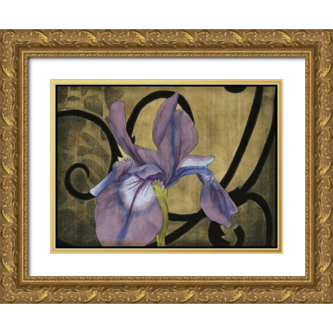 Iris and Scrolls I Gold Ornate Wood Framed Art Print with Double Matting by Goldberger, Jennifer