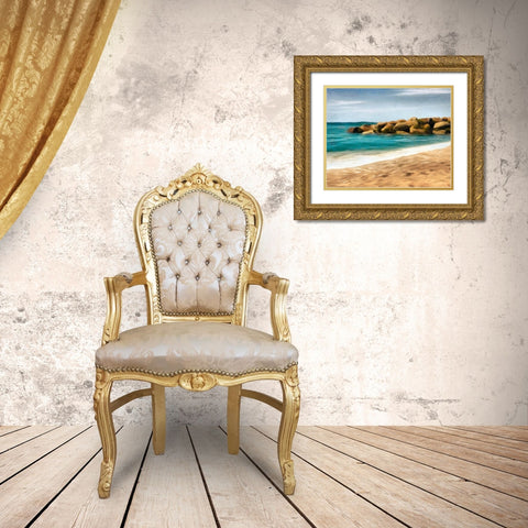 Ocean Rocks I Gold Ornate Wood Framed Art Print with Double Matting by Saunders, Alonzo