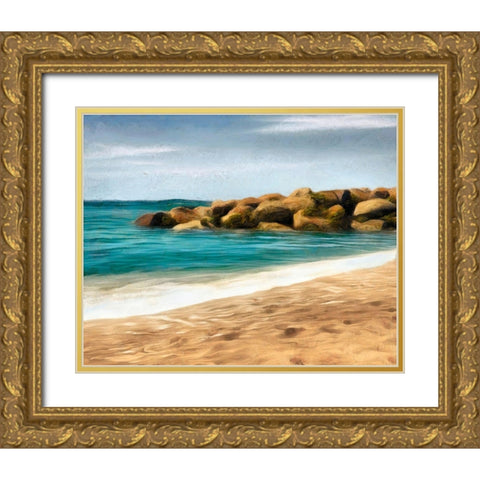 Ocean Rocks I Gold Ornate Wood Framed Art Print with Double Matting by Saunders, Alonzo
