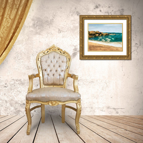 Ocean Rocks II Gold Ornate Wood Framed Art Print with Double Matting by Saunders, Alonzo