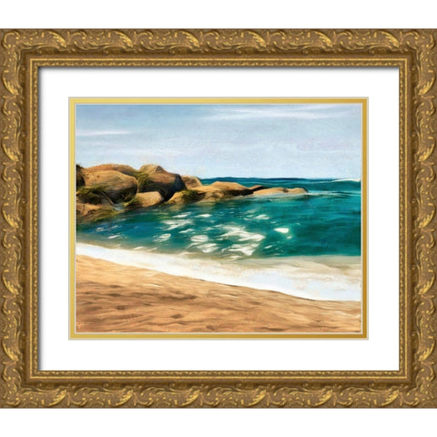 Ocean Rocks II Gold Ornate Wood Framed Art Print with Double Matting by Saunders, Alonzo