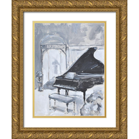 Piano Blues VI Gold Ornate Wood Framed Art Print with Double Matting by Stevens, Allayn