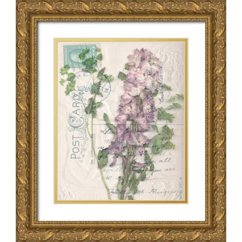 Postcard Wildflowers I Gold Ornate Wood Framed Art Print with Double Matting by Goldberger, Jennifer