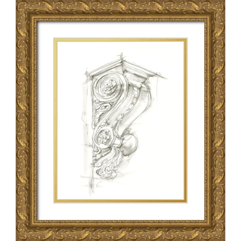 Corbel Sketch I Gold Ornate Wood Framed Art Print with Double Matting by Harper, Ethan