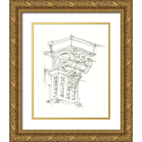 Corbel Sketch III Gold Ornate Wood Framed Art Print with Double Matting by Harper, Ethan