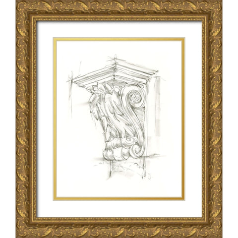 Corbel Sketch IV Gold Ornate Wood Framed Art Print with Double Matting by Harper, Ethan