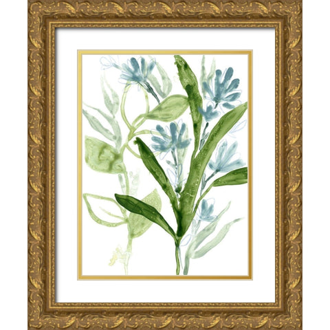 Meadow Blues III Gold Ornate Wood Framed Art Print with Double Matting by Vess, June Erica