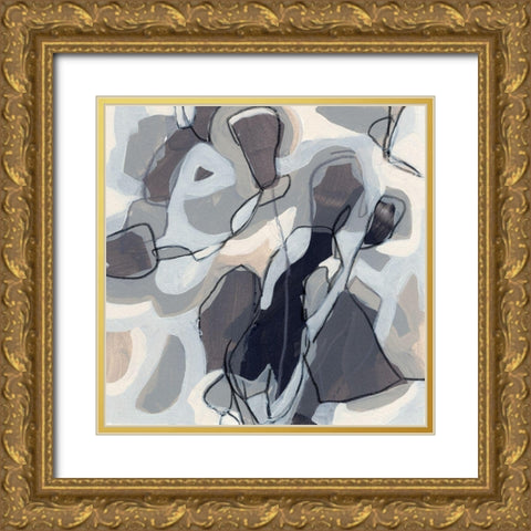 Graphite Swirl IV Gold Ornate Wood Framed Art Print with Double Matting by Vess, June Erica