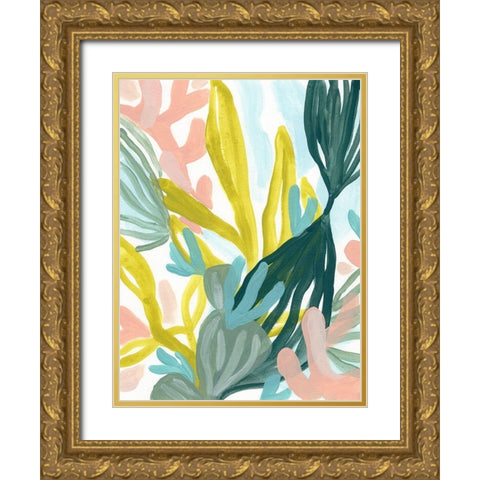 Coral Garden II Gold Ornate Wood Framed Art Print with Double Matting by Vess, June Erica