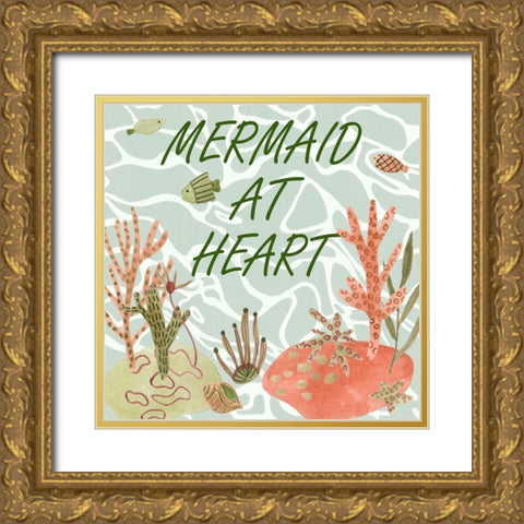 Mermaid at Heart I Gold Ornate Wood Framed Art Print with Double Matting by Wang, Melissa