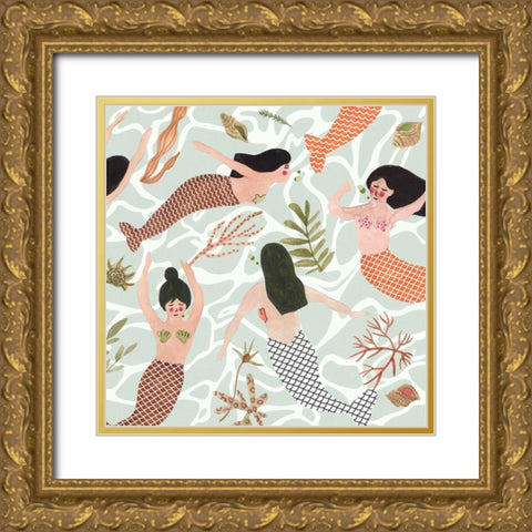Mermaid at Heart III Gold Ornate Wood Framed Art Print with Double Matting by Wang, Melissa