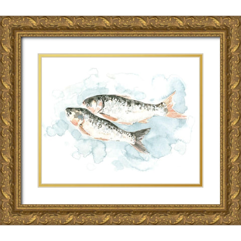 Pisces Pair I Gold Ornate Wood Framed Art Print with Double Matting by Caroline, Emma