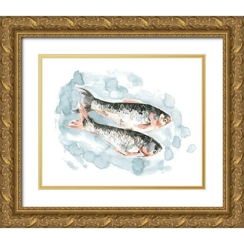 Pisces Pair II Gold Ornate Wood Framed Art Print with Double Matting by Caroline, Emma