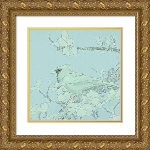 Backyard Bird Sketch II Gold Ornate Wood Framed Art Print with Double Matting by Green, Jacob
