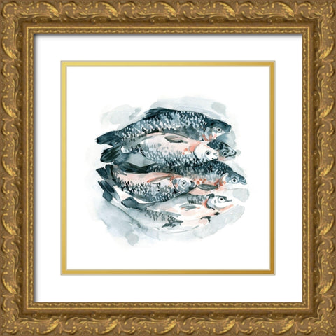Fish for Dinner I Gold Ornate Wood Framed Art Print with Double Matting by Caroline, Emma